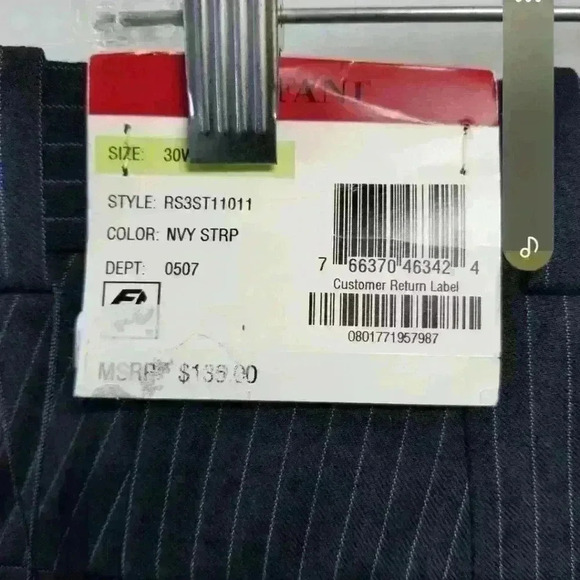 Men's Alfani Slim Fit Navy Stripe Stretch Fabric Flat Front Sz 30X32 $135.00 - Picture 3 of 9